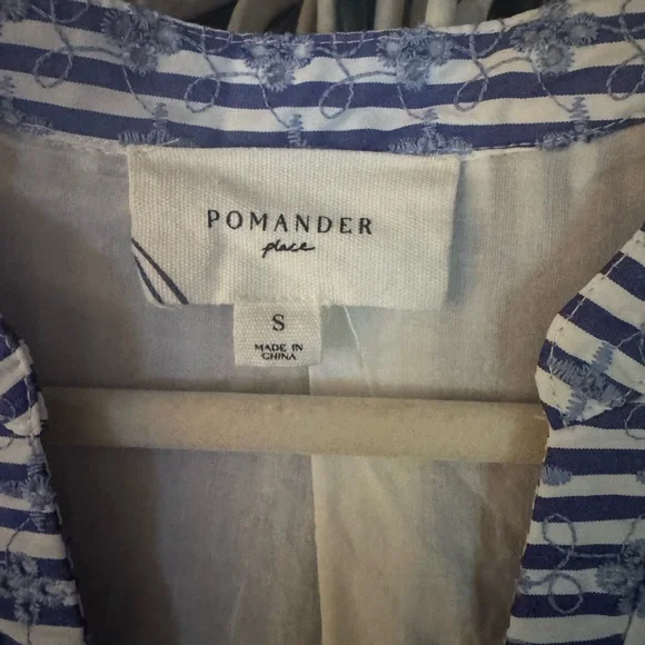 Pomander Place/Tuckernuck Blue Stripe Floral Embroidered Lanie Dress - Picture 5 of 6